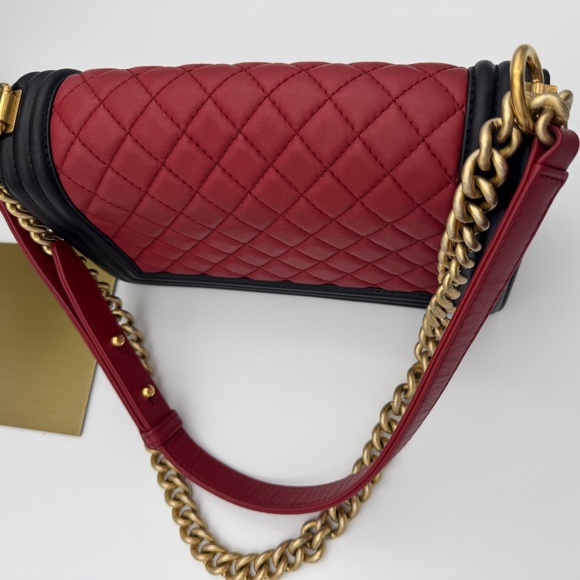 Chanel 23-Series Black Trim & Red Lambskin Flap Bag with Chain Trim – Gold Hard - Picture 3 of 9